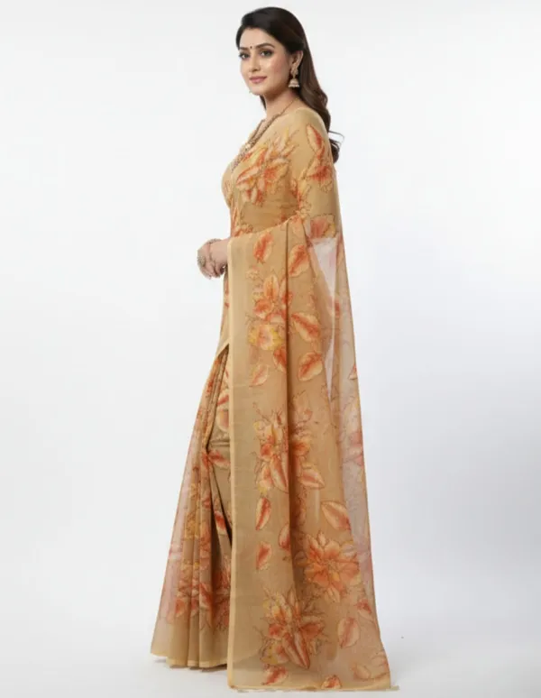 orange_Floral_Ready-to-Wear_Saree