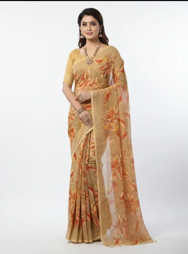 orange_Floral_Ready-to-Wear_Saree