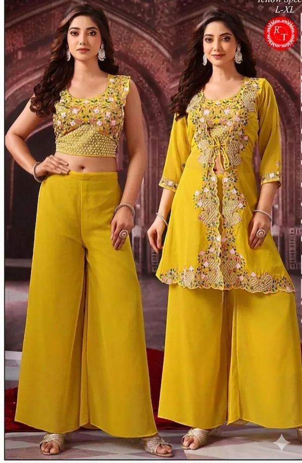 Yellow_Cotton_Premium_Sharara_Set_For_Women_Pack_Of_2