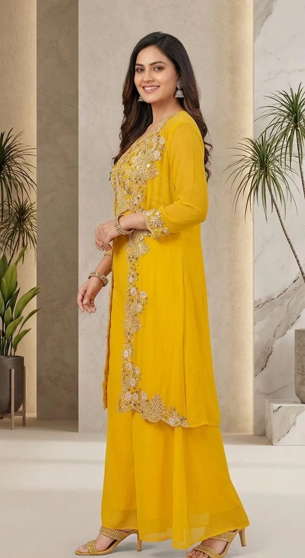 Yellow_Cotton_Premium_Sharara_Set_For_Women_Pack_Of_2