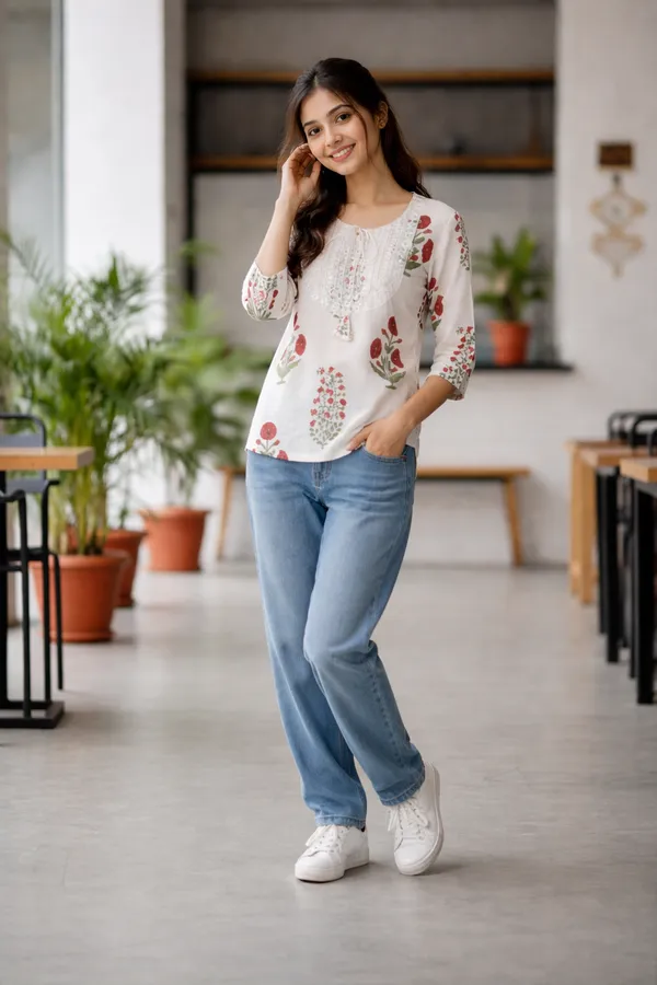 White_Floral_Embroidered_Top_with_Blue_Relaxed_Fit_Jeans_for_Women