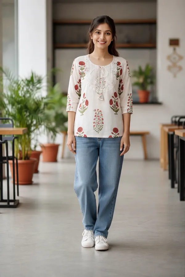 White_Floral_Embroidered_Top_with_Blue_Relaxed_Fit_Jeans_for_Women