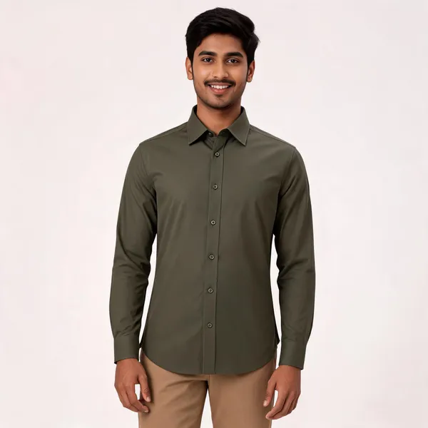 Olive_Green_Giza_Cotton_Custom_Fit_Formal_Shirt_For_Men