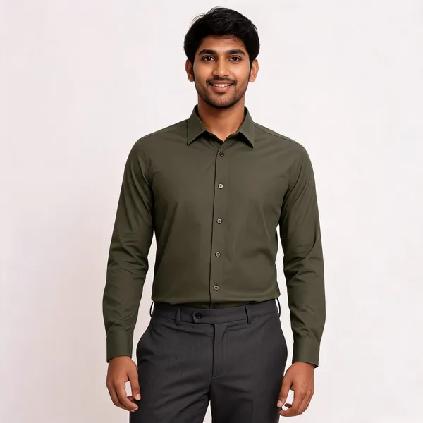 Olive_Green_Giza_Cotton_Custom_Fit_Formal_Shirt_For_Men