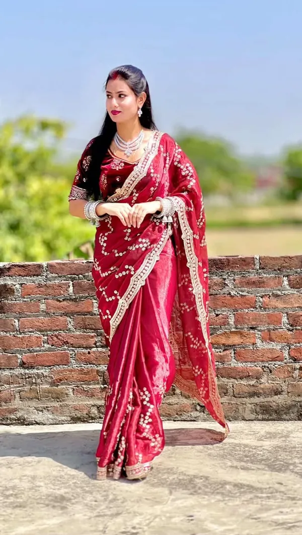 Maroon_Women_Premium_Embroidered_Partywear_Saree_Beautiful_Floral_Embroidered_Scallop_Border_Festival_Special_Saree_Trendy_Saree_2026_Saree_With_Golden_Sequins_Work_Designer_Blouse