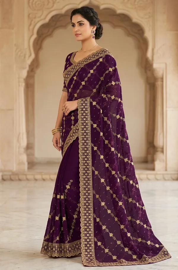 Wine_Kamli_Designer_Cutwork_Fancy_Siroski_Work_Saree_With_Blouse