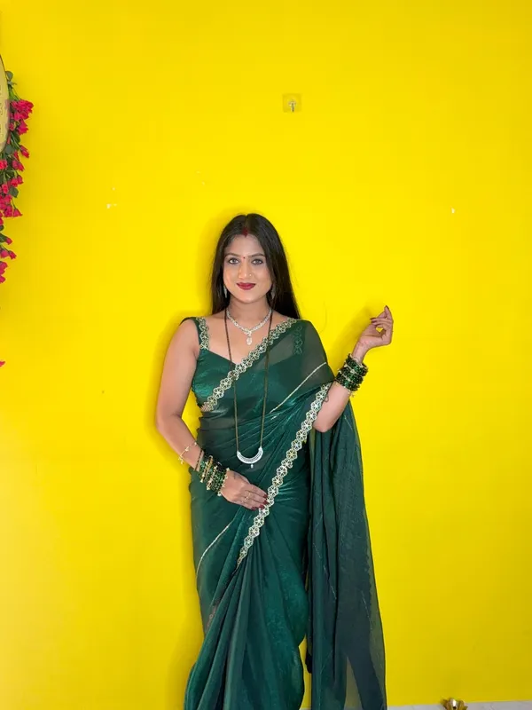 Fandy_Chiffon_Sarees_Green_Colour_Party_Wear_Sarees