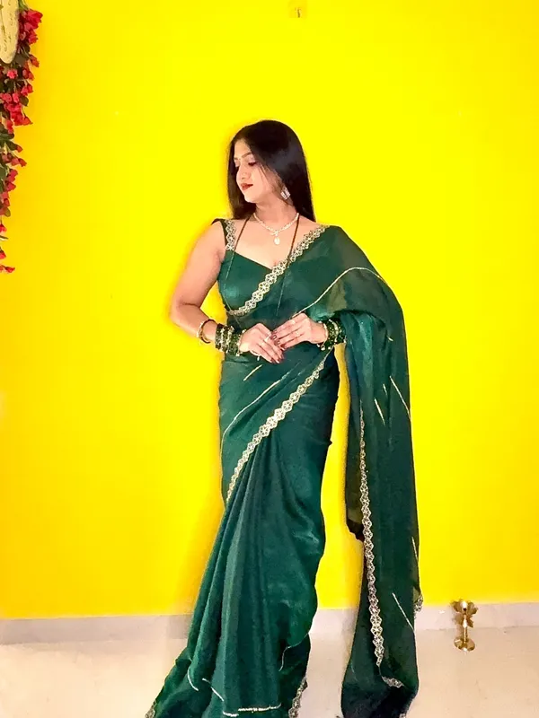 Fandy_Chiffon_Sarees_Green_Colour_Party_Wear_Sarees