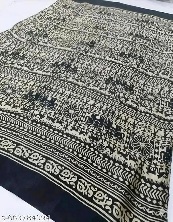 Black_Special_Silk_Print_Saree_For_Daily_And_Partywear_And_Uniform_Saree_Small_Figar_Saree