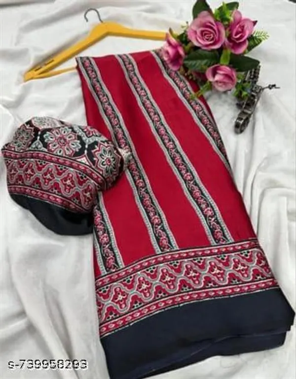 Maroon_Ajrakh_Printed_Soft_Crape_Silk_Natural_Print_Saree
