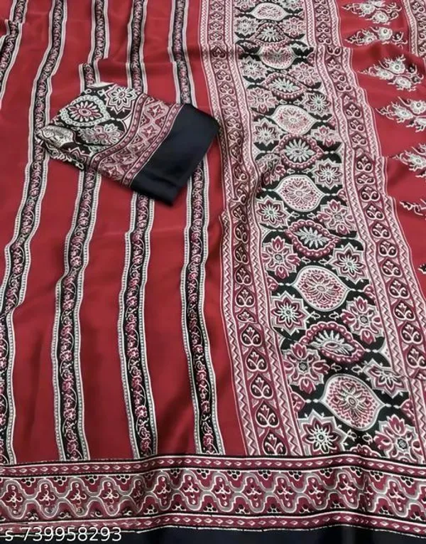 Maroon_Ajrakh_Printed_Soft_Crape_Silk_Natural_Print_Saree