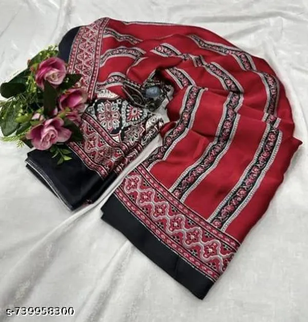 Maroon_Ajrakh_Printed_Soft_Crape_Silk_Natural_Print_Saree