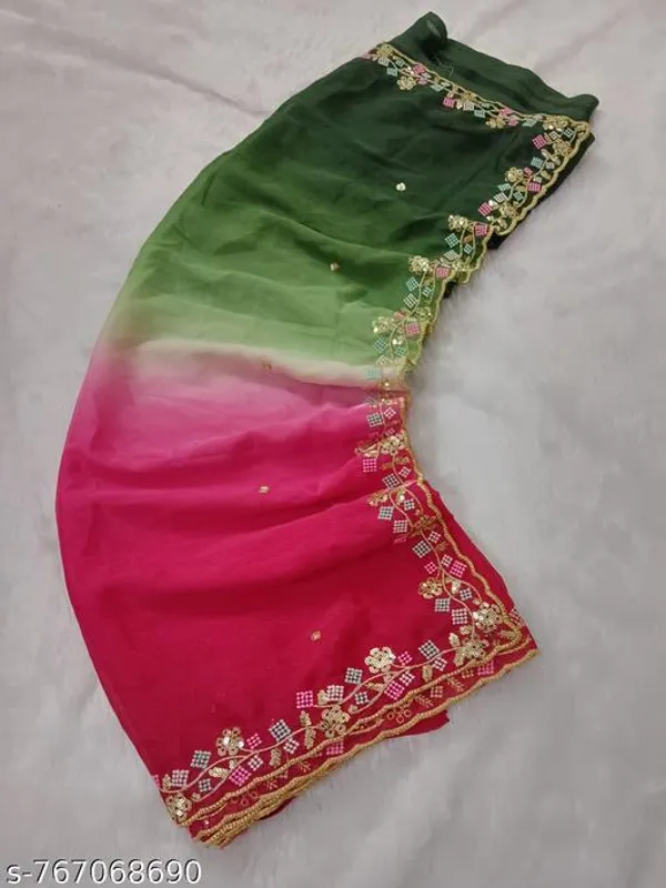 Pure_Georjette_Chiffon_Ombre_Saree_With_Multi_Sequence_Embroidery_Matching_Blouse