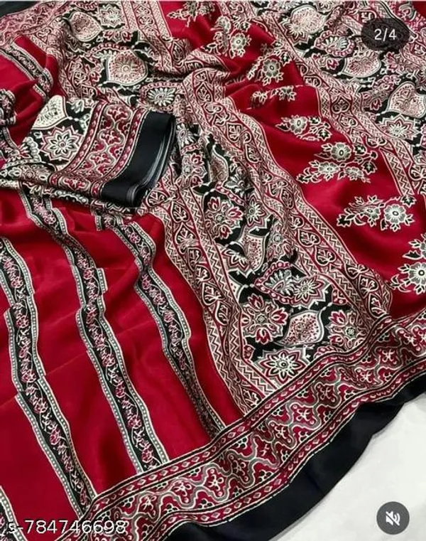 Maroon_Ajrakh_Printed_Soft_Crape_Silk_Natural_Print_Saree