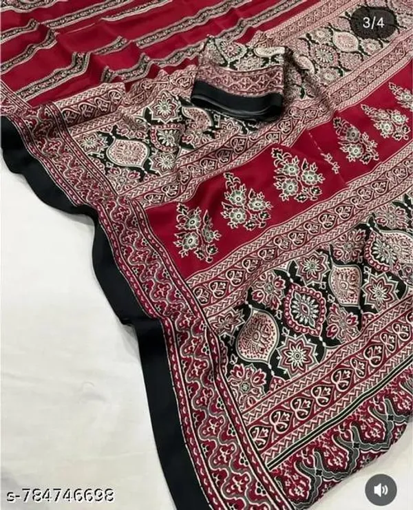 Maroon_Ajrakh_Printed_Soft_Crape_Silk_Natural_Print_Saree