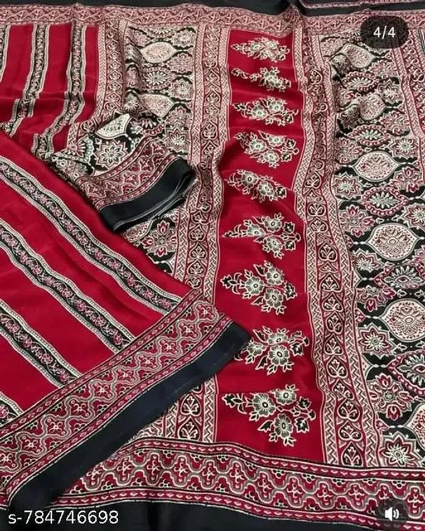 Maroon_Ajrakh_Printed_Soft_Crape_Silk_Natural_Print_Saree