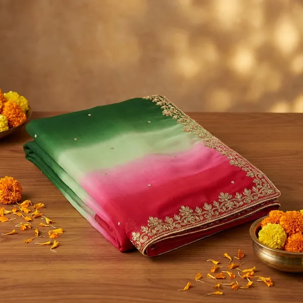 Multicolor_Pure_Georjette_Chiffon_Ombre_Saree_With_Multi_Sequence_Embroidery_Matching_Blouse
