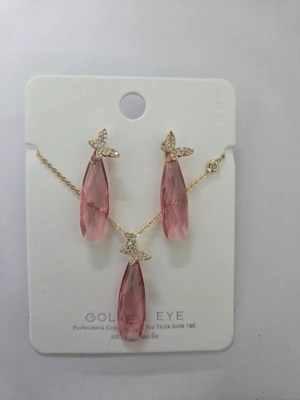 Gold_Tone_Pink_Crystal_Jewellery_Set_for_Women