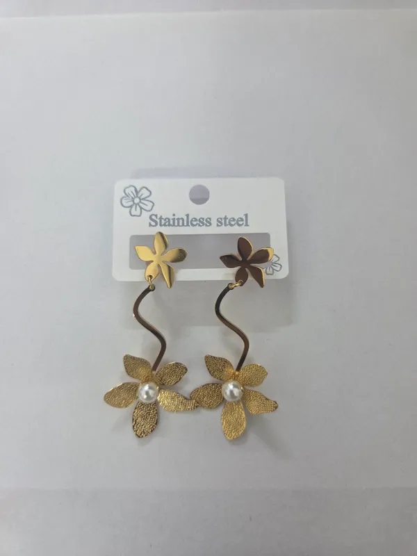 Gold-Tone_Stainless_Steel_Floral_Drop_Earrings_for_Women
