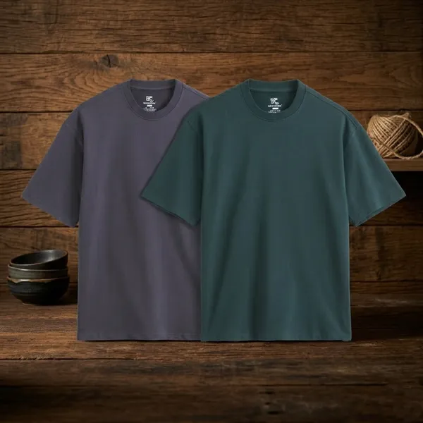 Oversized_T_Shirt_For_Men,_Forest_Green_And_Charcoal_Grey_Combo_Pack_Of_2