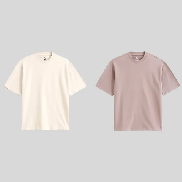 Oversized_T_Shirt_For_Men,_Desert_Sand_And_Ivory_Cream_Combo_Pack_Of_2