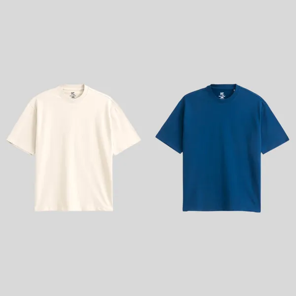 Oversized_T_Shirt_For_Men,_Ocean_Teal_And_Ivory_Cream_Combo_Pack_Of_2