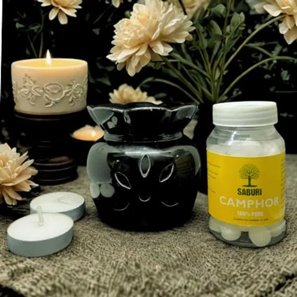 Ceramic_Diffuser_(Black)_and_50_Grams_Kapoor_Tablet_Combo_-_And_2_pcs_of_Tea_Light_Candles