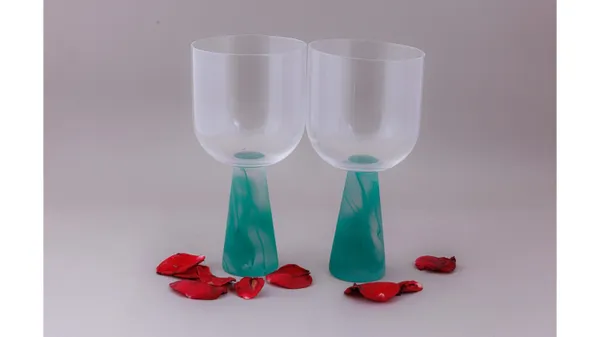 Frosted_Wine_Glasses_With_Turquoise_Geometric_Base_-_Set_Of_2