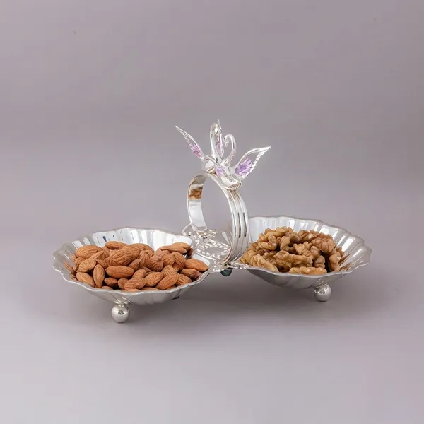 Swan_With_Two_Serving_-_Decorative_Silver-Toned_Dry_Fruit_Serving_Tray_Set