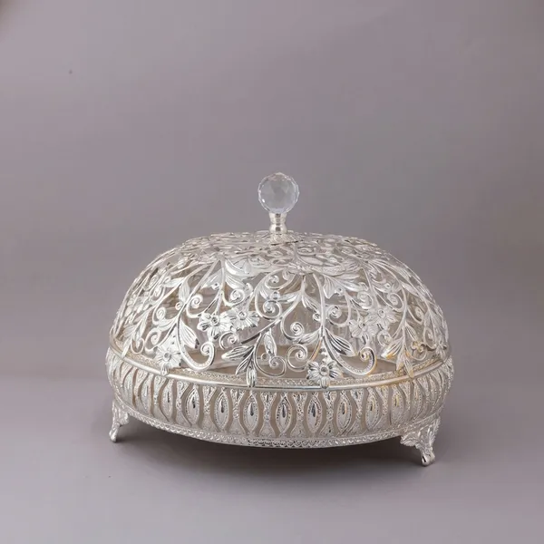 Artistic_Silver_Dome_Box_-_Decorative_Storage_With_Floral_Embossed_Design