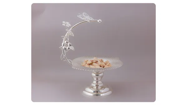 Elegant_Silver-Plated_Butterfly_Fruit_Bowl_Stand_With_Decorative_Arch