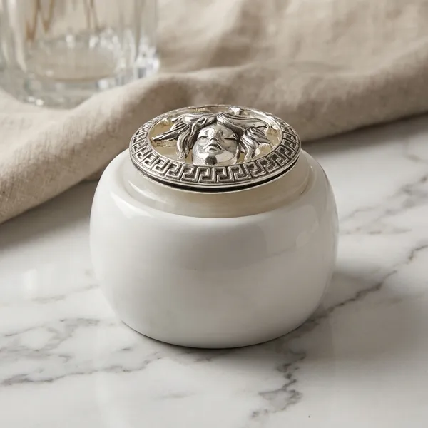 White_Ceramic_Jar_With_Decorative_Silver_Lid