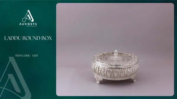 Laddu_Round_Box_-_Decorative_Silver-Plated_Storage_Container