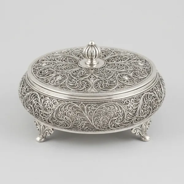 Laddu_Round_Box_-_Decorative_Silver-Plated_Storage_Container
