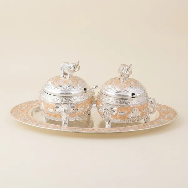 2_Elephant_Sugar_Bowl_Set_With_Oval_Tray