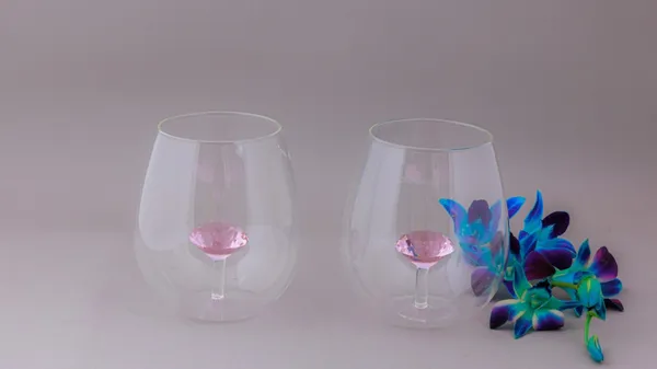 Elegant_Crystal_Base_Wine_Glasses_With_Blue_Orchid_(Set_Of_2)