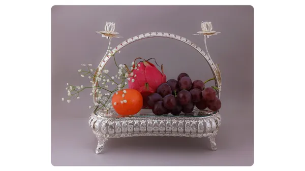 Premium_Silver-Plated_Decorative_Fruit_Basket_With_Candle_Holders