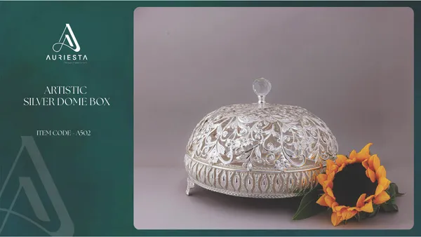 Artistic_Silver_Dome_Box_-_Decorative_Storage_With_Floral_Embossed_Design