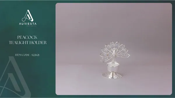 Peacock_Tealight_Holder_-_Crystal_Clear_Design_With_Golden_Base