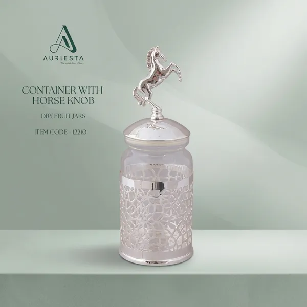 Auriesta_Silver_Container_With_Horse_Knob_-_Dry_Fruit_Jar