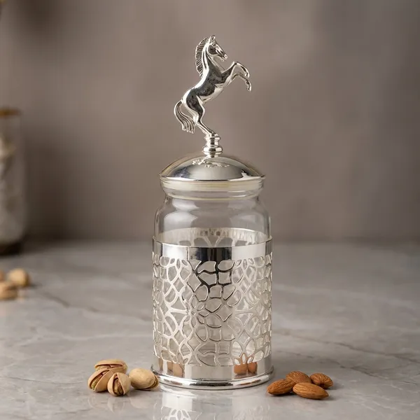 Auriesta_Silver_Container_With_Horse_Knob_-_Dry_Fruit_Jar