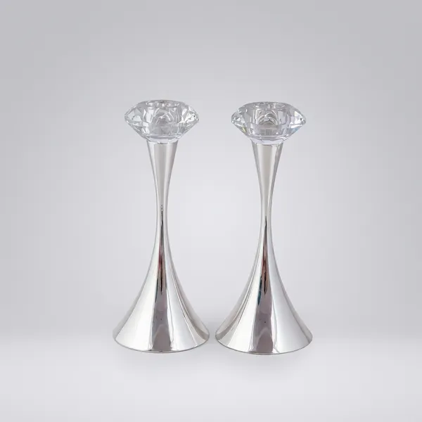 Pair_Of_Elegant_Silver-Plated_Candle_Holders_With_Crystal_Tops