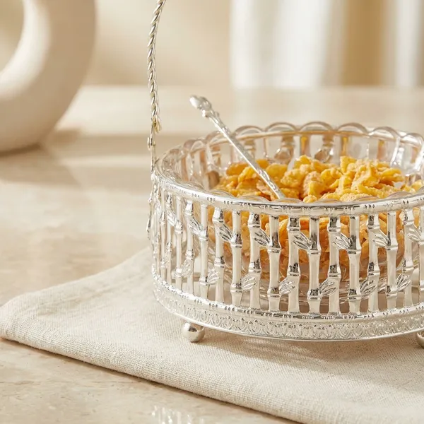 Elegant_Silver-Toned_Metal_Basket_With_Handle_And_Glass_Bowl