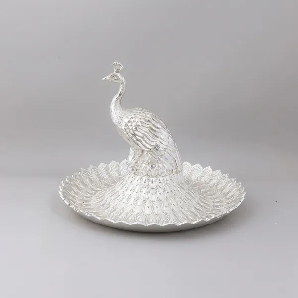 Auriesta_Peacock_Platter_-_Large_Silver-Toned_Decorative_Serving_Tray