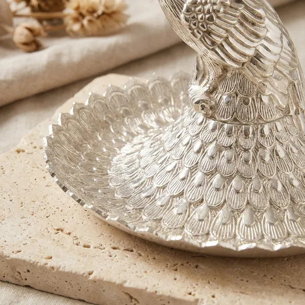 Auriesta_Peacock_Platter_-_Large_Silver-Toned_Decorative_Serving_Tray