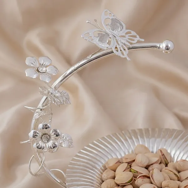 Elegant_Silver-Plated_Butterfly_Fruit_Bowl_Stand_With_Decorative_Arch