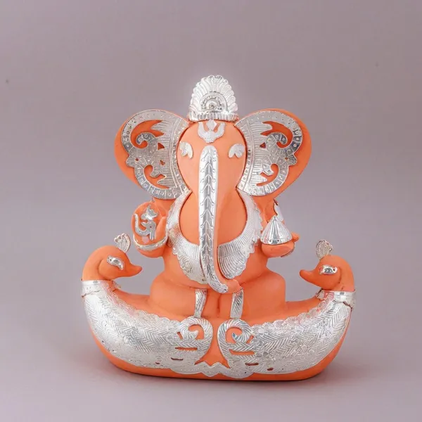 Decorative_Lord_Ganesha_Idol_-_Orange_&_Silver_Finish