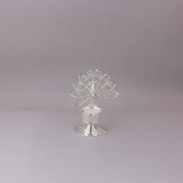 Peacock_Tealight_Holder_-_Crystal_Clear_Design_With_Golden_Base