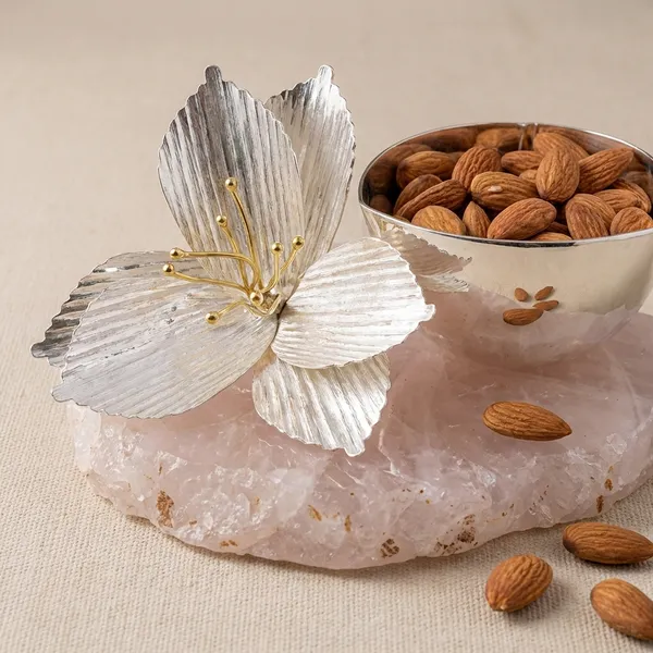 Flower_Tikona_Bowl_-_Rose_Quartz/Pewter