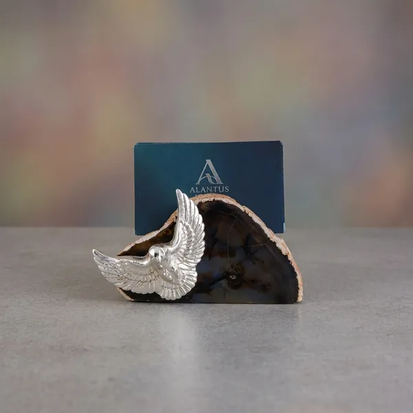 Decorative_Silver_Swan_Showpiece_With_Agate_Slice_Stand